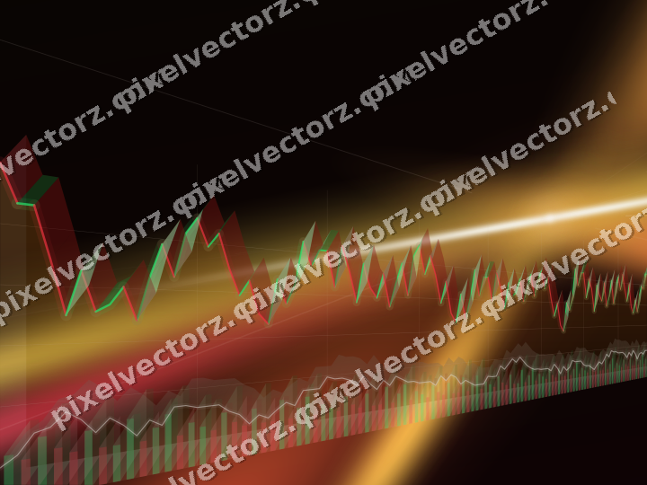 Glowing neon chart background in orange and amber