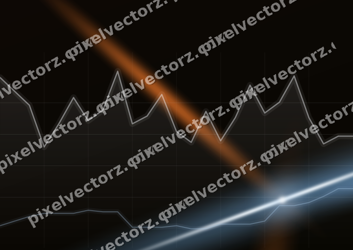 Glowing neon chart background in blue and orange