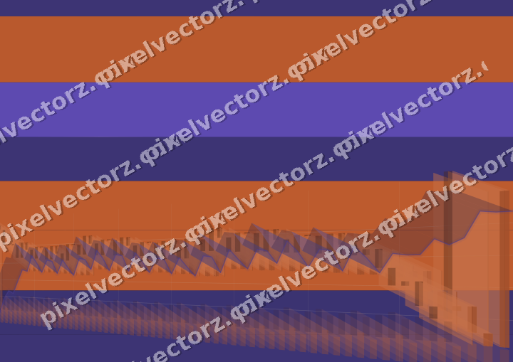 Glowing neon chart background in orange and blue