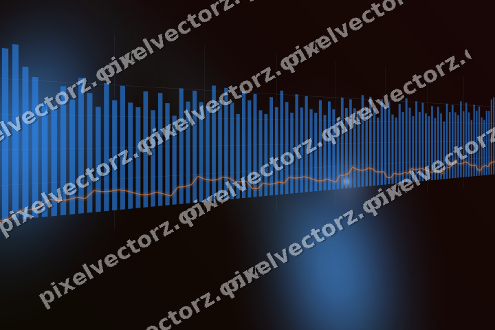 Glowing neon chart background in blue and red