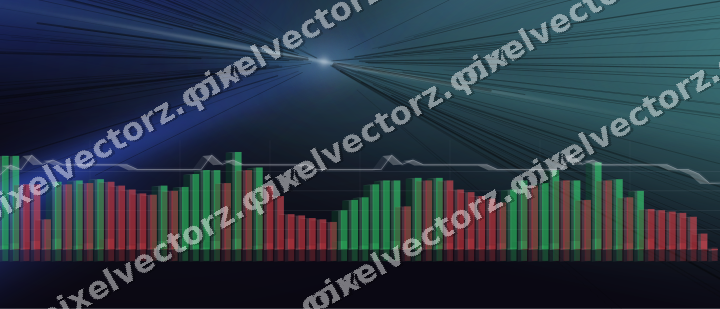 Glowing neon chart background in blue and cyan