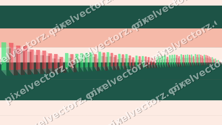 Glowing neon chart background in dark green and orange