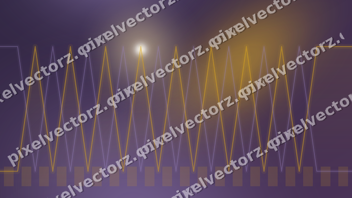 Glowing neon chart background in amber and purple