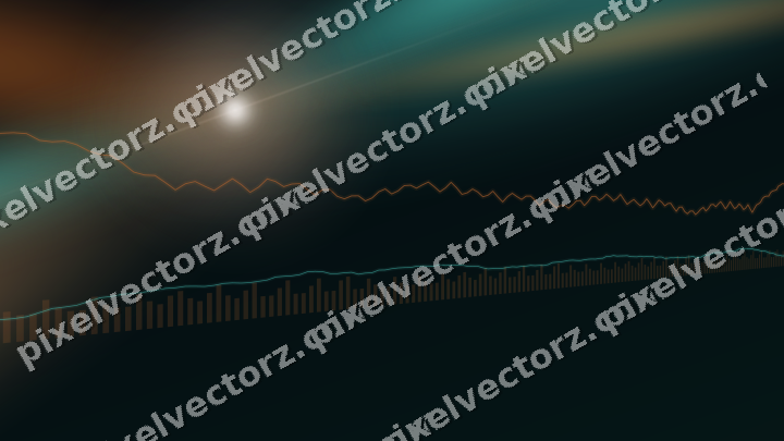 Glowing neon chart background in orange and teal