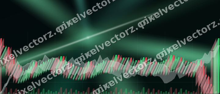Glowing neon chart background in green and teal