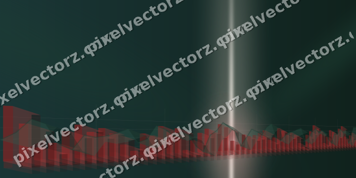 Glowing neon chart background in dark red and dark green