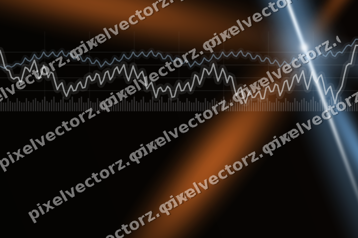 Glowing neon chart background in blue and orange