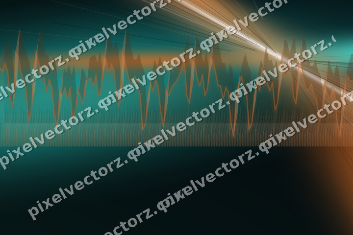 Glowing neon chart background in orange and teal
