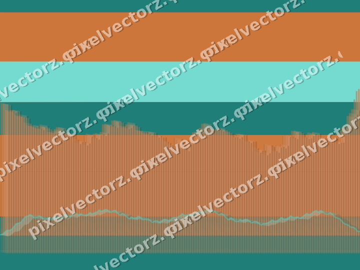 Glowing neon chart background in orange and teal