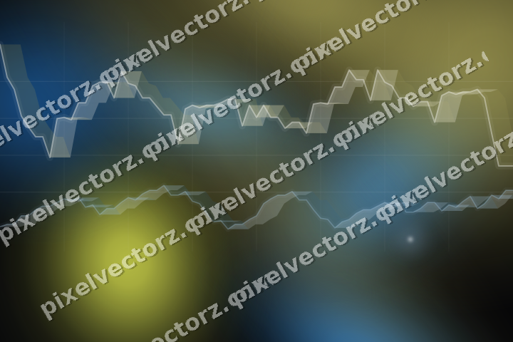Glowing neon chart background in blue and yellow