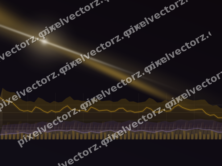 Glowing neon chart background in amber and purple
