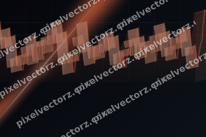 Glowing neon chart background in orange and cyan