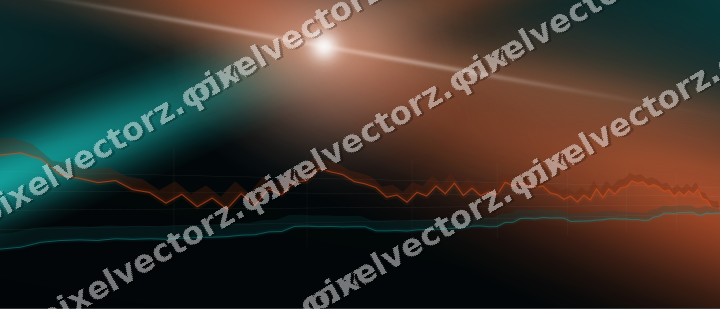 Glowing neon chart background in orange and teal