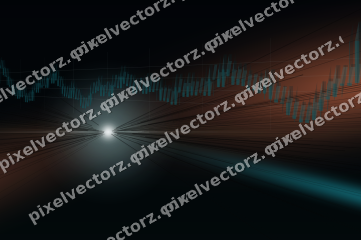 Glowing neon chart background in teal and orange
