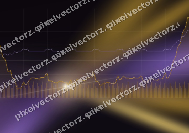 Glowing neon chart background in amber and purple