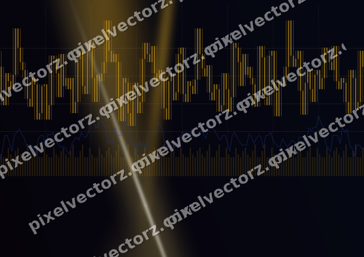 Glowing neon chart background in amber and blue