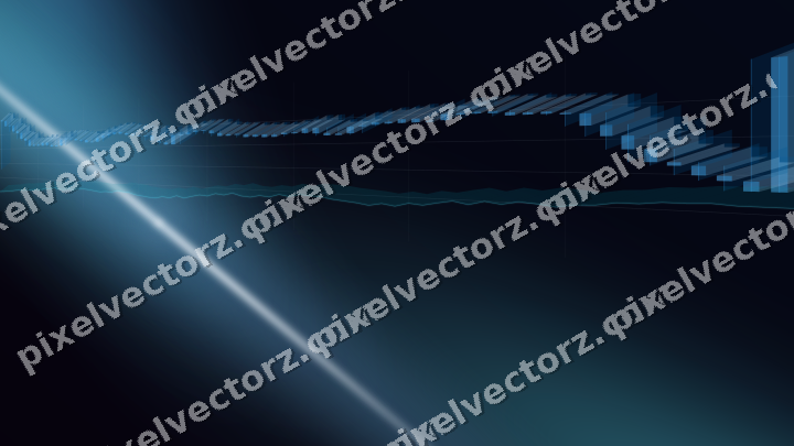 Glowing neon chart background in cyan and blue