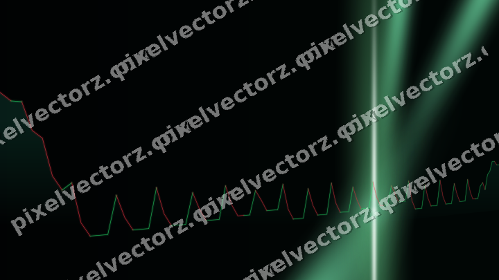 Glowing neon chart background in green and teal