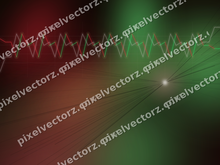 Glowing neon chart background in red and green