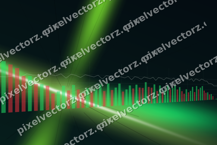 Glowing neon chart background in green and lime