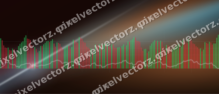 Glowing neon chart background in blue and red