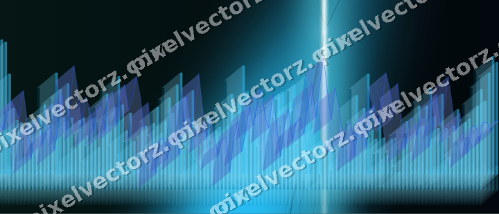 Glowing neon chart background in cyan and teal