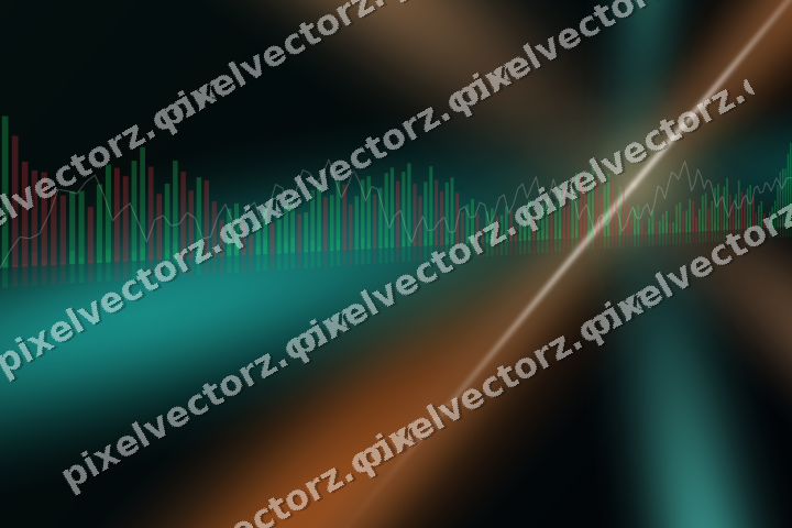 Glowing neon chart background in orange and teal