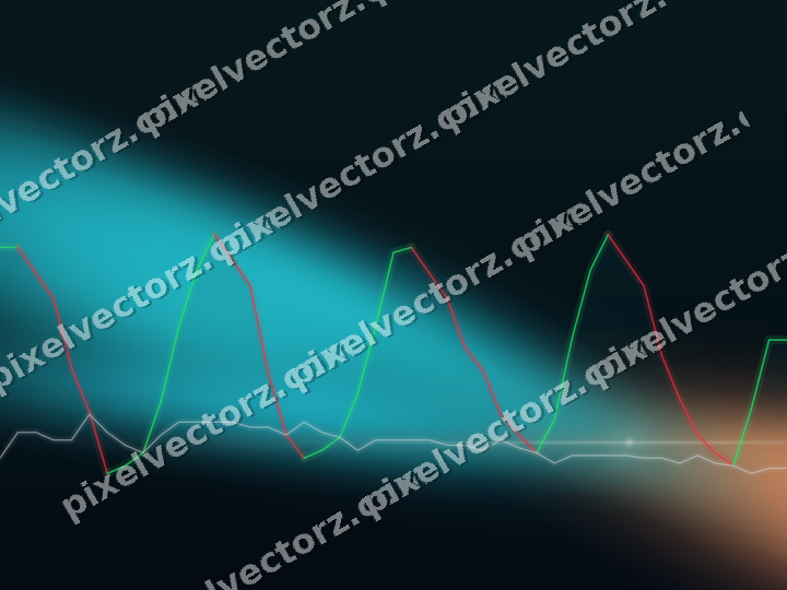 Glowing neon chart background in teal and orange