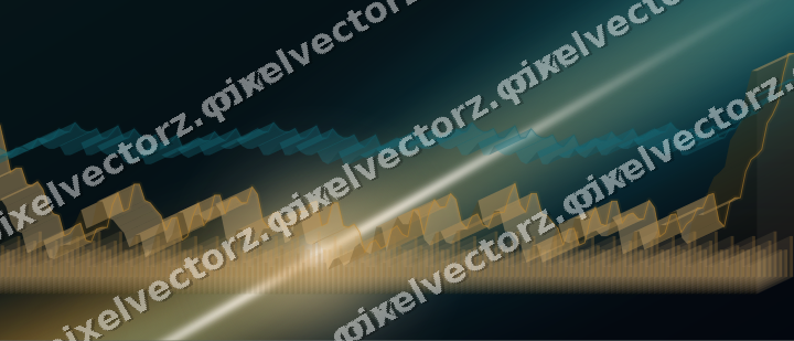 Glowing neon chart background in amber and teal