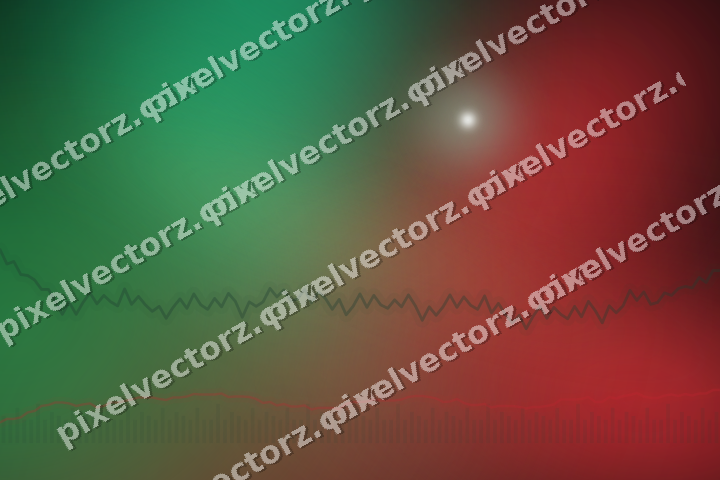 Glowing neon chart background in green and red