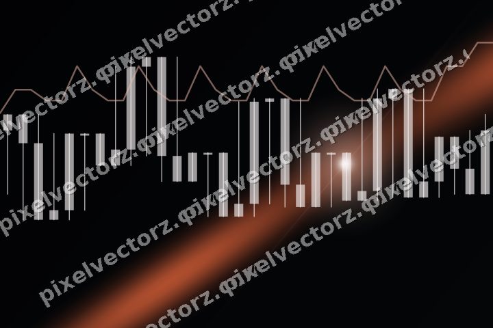 Glowing neon chart background in orange and cyan