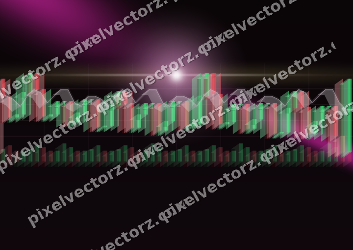 Glowing neon chart background in magenta and lime