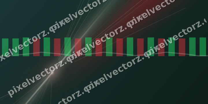 Glowing neon chart background in dark red and dark green