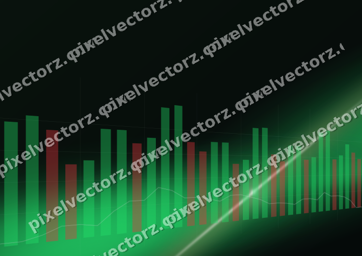 Glowing neon chart background in green and red
