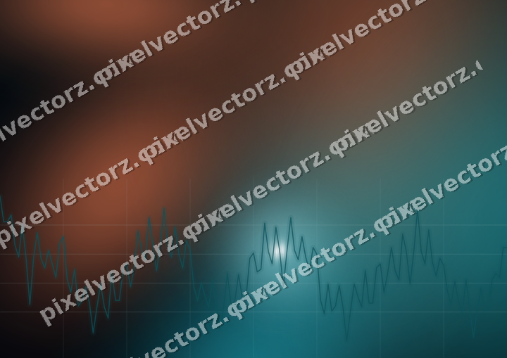 Glowing neon chart background in teal and orange