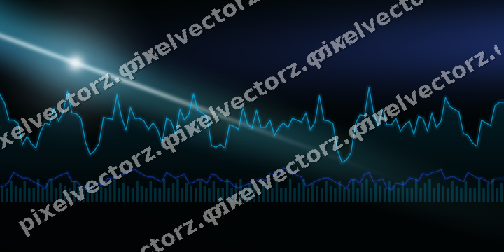 Glowing neon chart background in cyan and teal