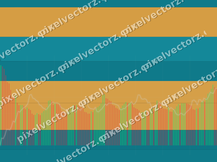 Glowing neon chart background in amber and teal