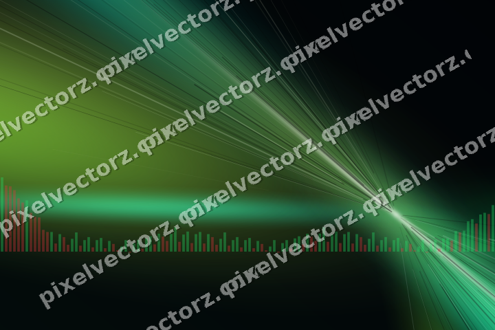 Glowing neon chart background in green and lime