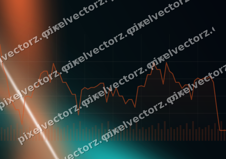 Glowing neon chart background in orange and teal