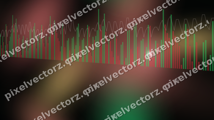 Glowing neon chart background in red and green