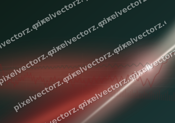 Glowing neon chart background in dark red and dark green