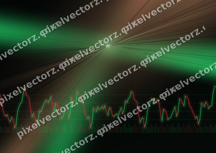 Glowing neon chart background in green and red