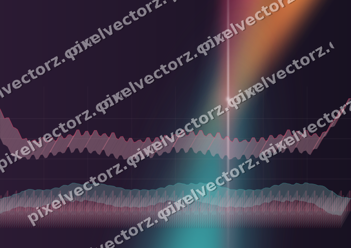 Glowing neon chart background in pink and amber
