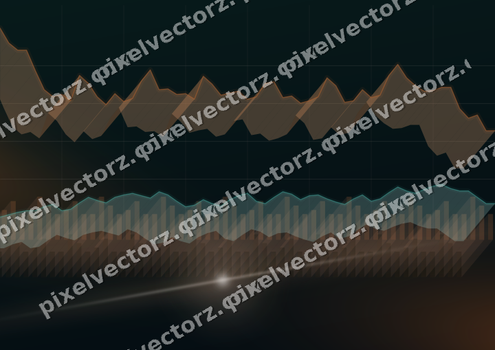 Glowing neon chart background in orange and teal
