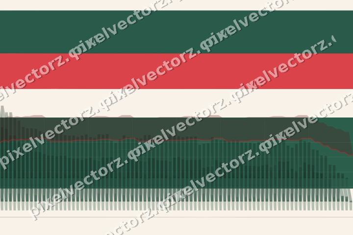 Glowing neon chart background in dark green and red