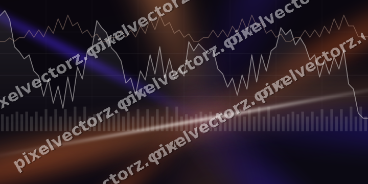 Glowing neon chart background in orange and blue