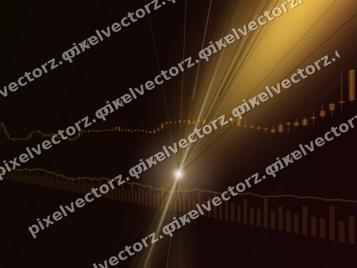 Glowing neon chart background in orange and amber