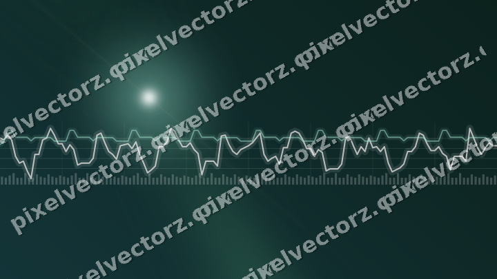 Glowing neon chart background in dark green and orange