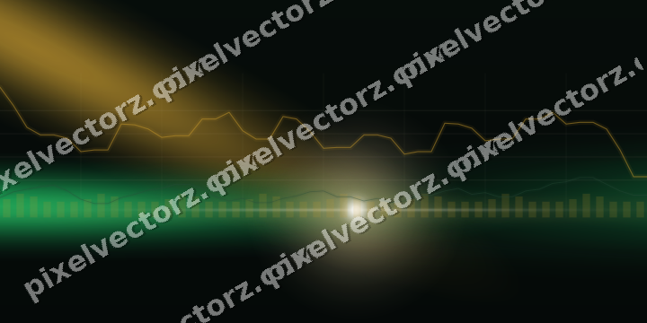 Glowing neon chart background in amber and green