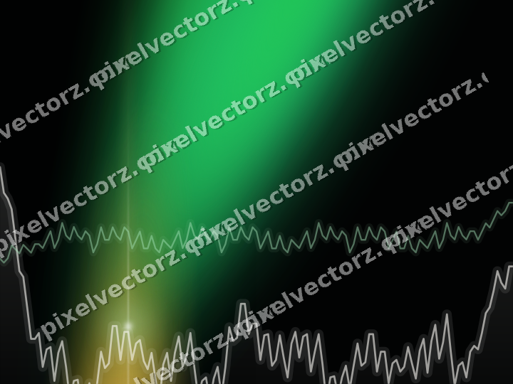Glowing neon chart background in green and amber